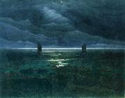 Caspar David Friedrich Seashore by Moonlight painting